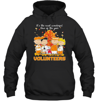 Peanuts Characters Tennessee Volunteers Autumn It&#39S The Most Wonderful Time Of The Year T-Shirt