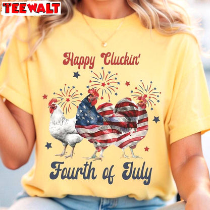 American Flag T Shirt, New Rare Chicken 4th Of July Shirt Long Sleeve