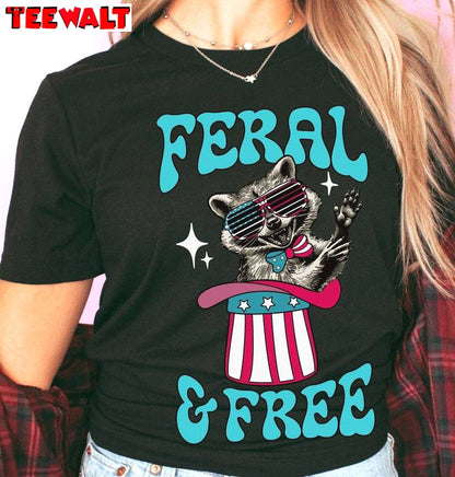 Comfort Feral But Free Shirt, Funny Raccoon Long Sleeve Tee Tops