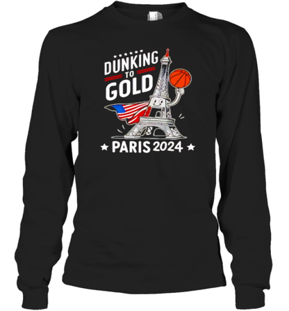 Dunking To Gold Team Usa Basketball Olympic Paris 2024 T-Shirt - Style 2