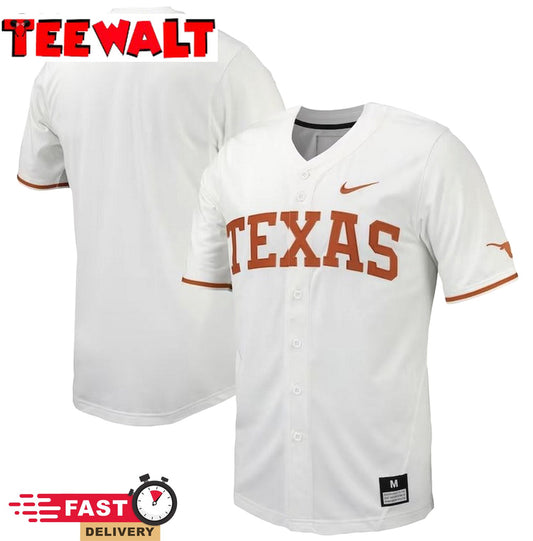 White Texas Longhorns Replica Full-Button Baseball Jersey