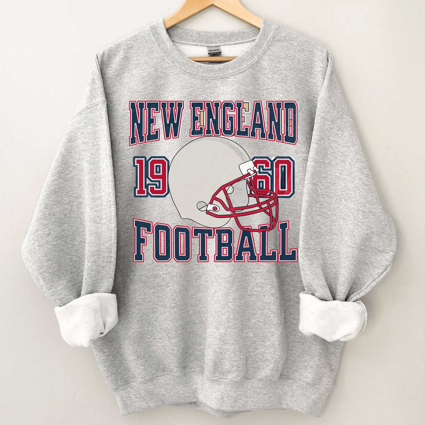 New England Football Sweatshirt, Vintage Patriot Crewneck Shirt