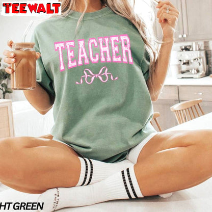 Awesome Coquette Teacher Shirt, Groovy Teacher Appreciation Long Sleeve Sweater