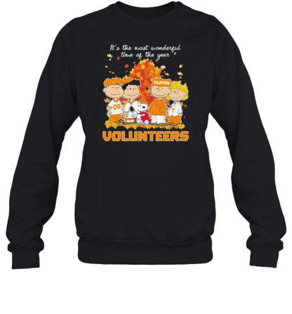 Peanuts Characters Tennessee Volunteers Autumn It&#39S The Most Wonderful Time Of The Year T-Shirt