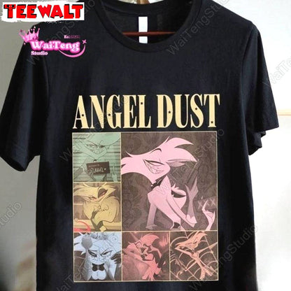 Hazbin Hotel New Rare Shirt, Must Have Angel Dust Short Sleeve Crewneck