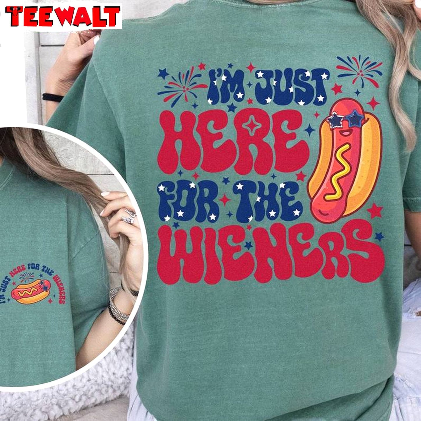 Comfort Colors Just Here For The Wieners Shirt, Independence Long Sleeve Tee Tops