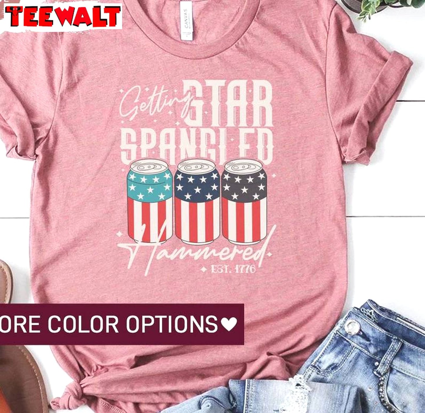 Memorial Day Short Sleeve , New Rare Getting Star Spangled Hammered Shirt Tank Top