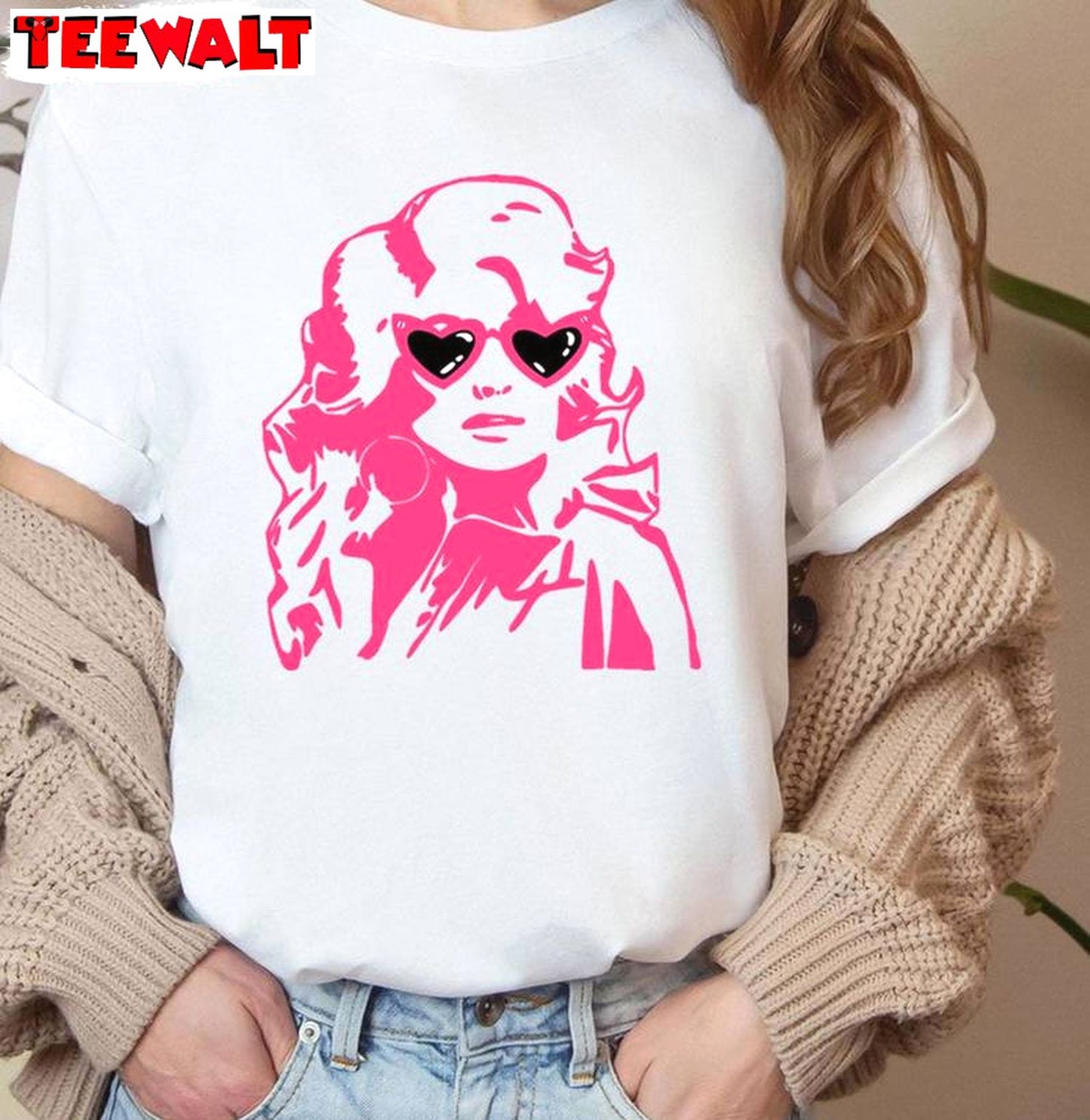 Dolly Hearts Sunglasses Unisex Hoodie, Comfort Dolly Parton Shirt Long Sleeve