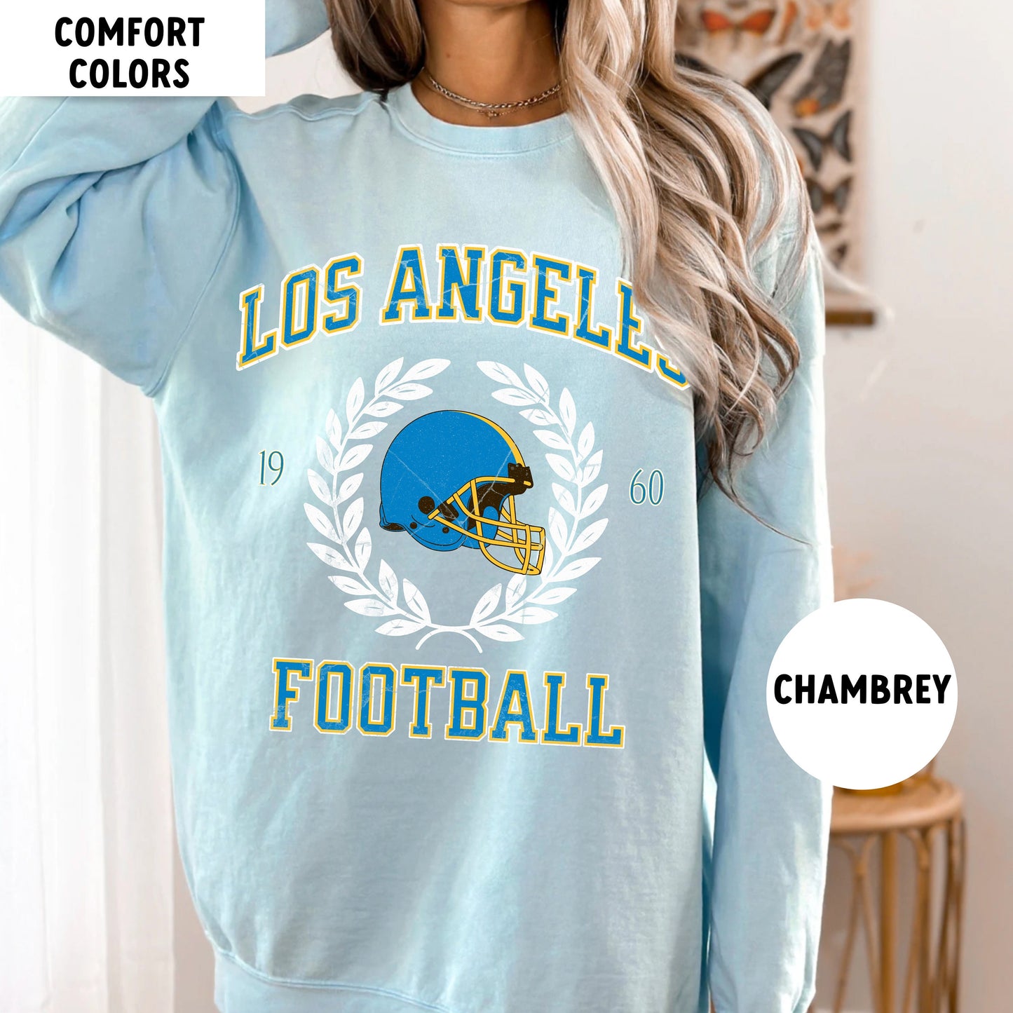 Comfort Colors Los Angeles Football Sweatshirt - Charger Fan Apparel