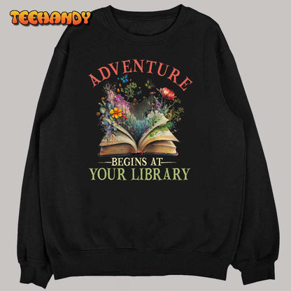 Adventure Begins At Your Library Summer Reading 2024 Flowers T-Shirt