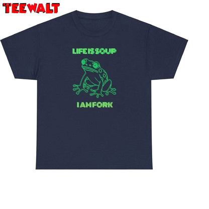 Modern Life Is Soup I Am Fork Frog Shirt, Retro Meme Crewneck Long Sleeve