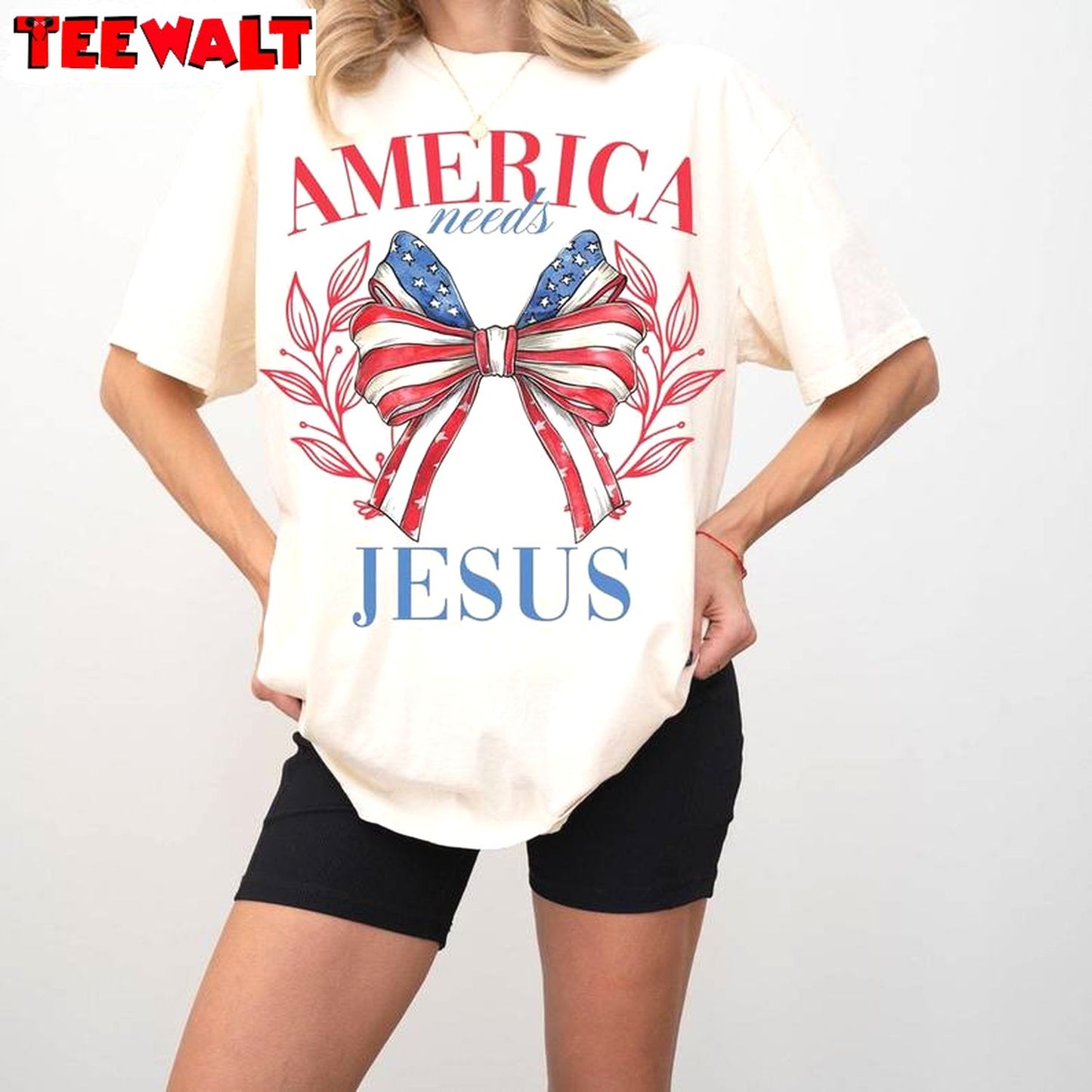 New Rare America Needs Jesus Shirt, Cool Design Coquette Bow Unisex Hoodie Short Sleeve