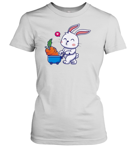 Cute Rabbit Bring Carrot With Trolley Cartoon T-Shirt