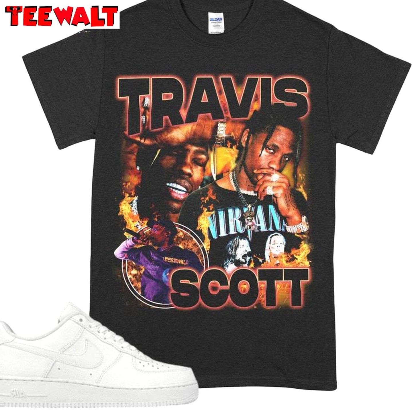 Funny Travis Scott Shirt, Retro Travis Scott La Flame Unisex Hoodie Short Sleeve