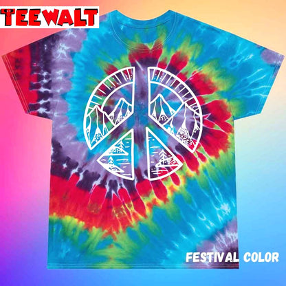 Peace Sign And Mountain Unisex Tie Dye Tee