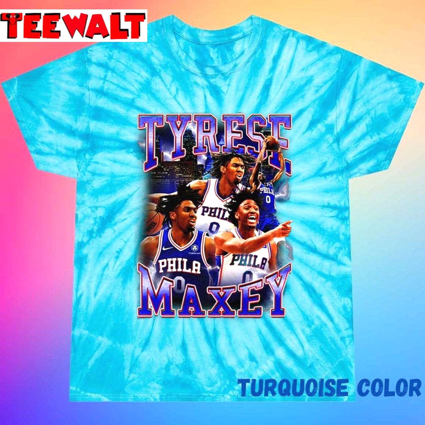 Tyrese Maxey Philadelphia 76ers 90s Style Vintage Bootleg Unisex Tie Dye Tee