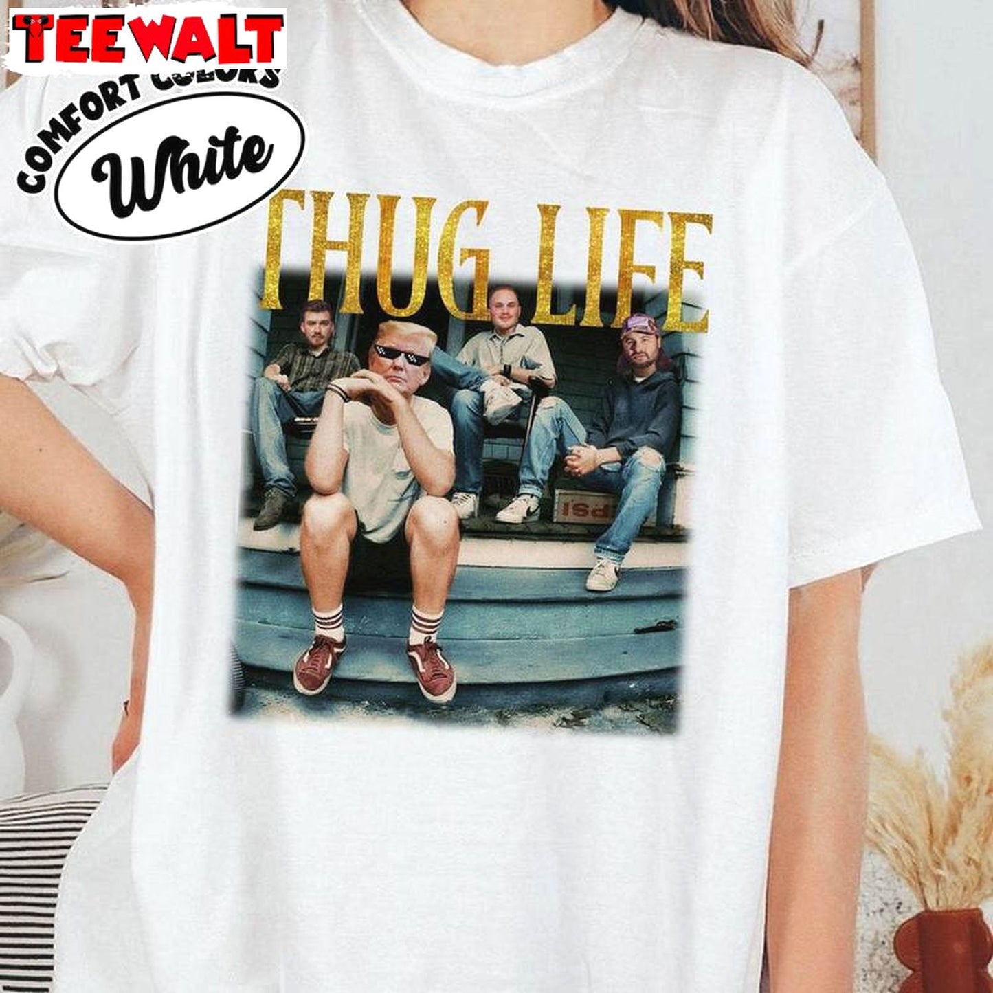 New Rare Thug Life Trump Shirt, Groovy Distressed Trump 47 Long Sleeve T Shirt