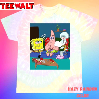 Getting High Smoking Weed Spongebob Patrick And Squidward Unisex Tie Dye T-Shirt