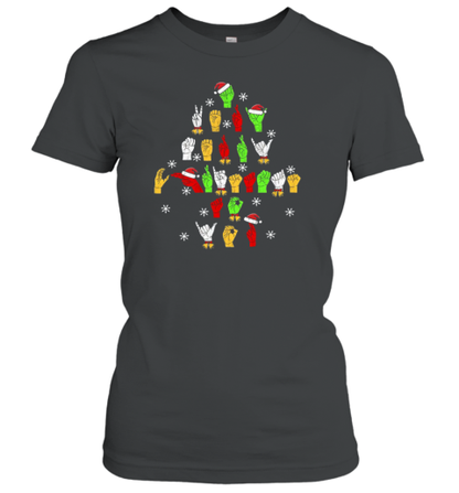 Hand Gesture Christmas Tree Teacher T-Shirt