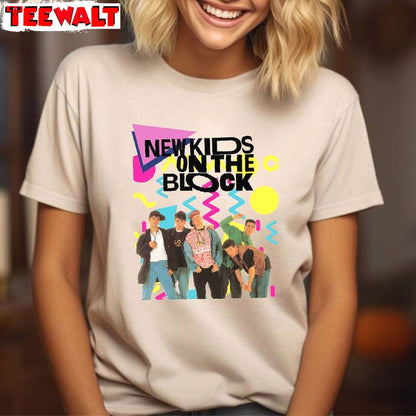 Trendy New Kids On The Block Shirt, Cool Design Classic Rock Concert Crewneck Long Sleeve