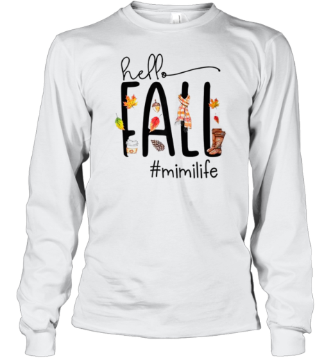 Hello Fall Mimi Life Cute Halloween Autumn Grandma T-Shirt