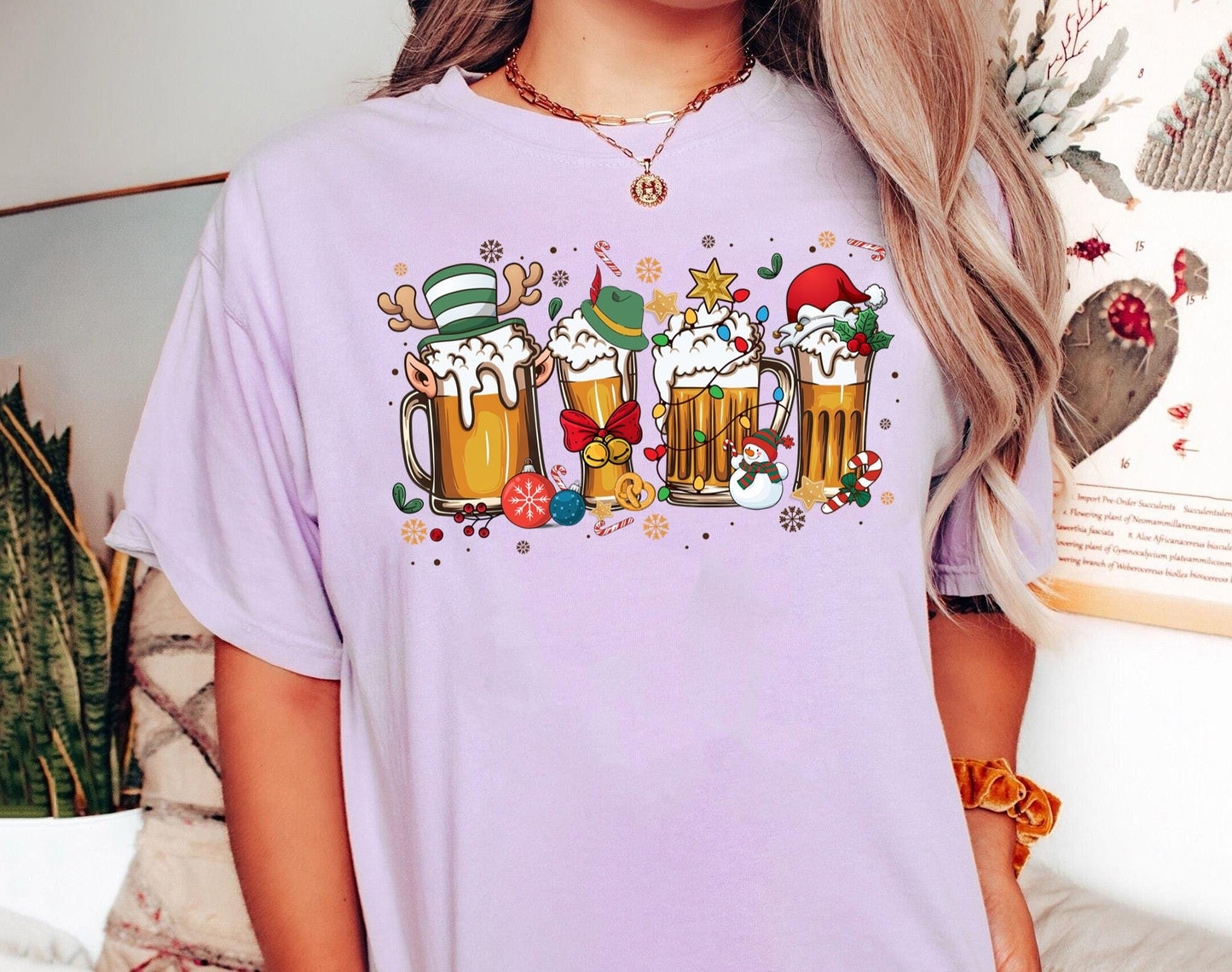 Merry Christmas Beers Comfort Colors Tee