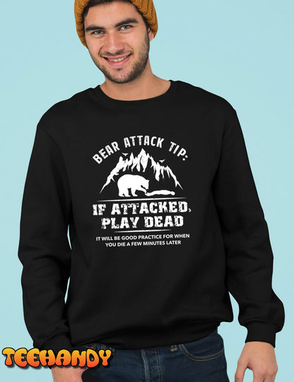 Bear Attack Tip Camping Hiking Outdoor Travel Funny Vintage T-Shirt