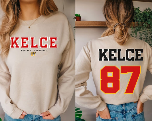 Travis Kelce Football Crewneck Sweatshirt - Kansas City Fan Gift Shirt