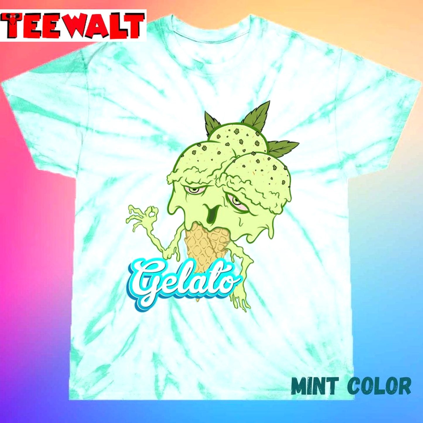 Gelato Melting Marijuana Icecream 420 Unisex Tie Dye T-Shirt