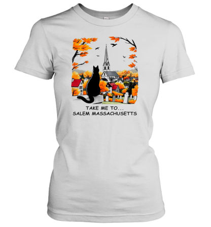 Halloween Salem Take Me To Massachusetts Cat T-Shirt