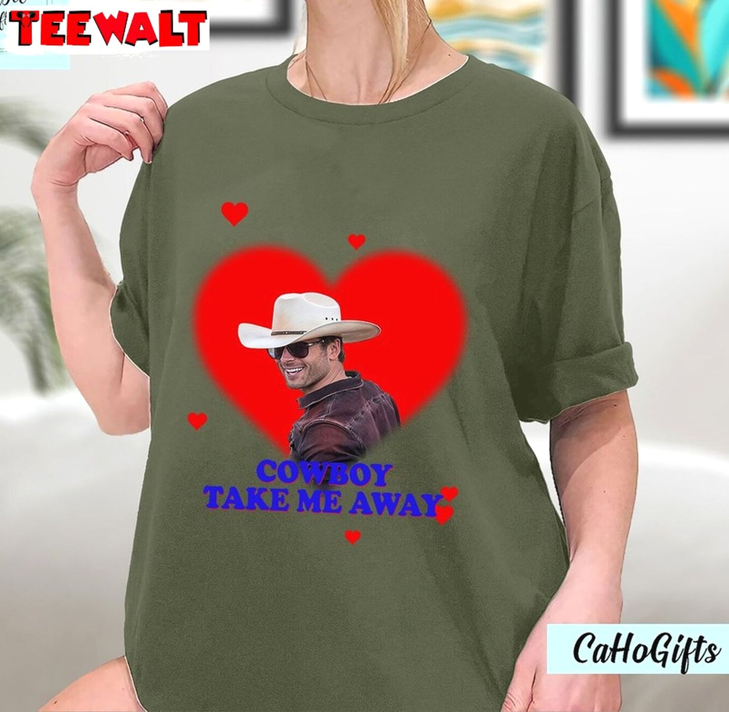 Cowboy Take Me Away Glen Powell Shirt, Twister 2024 Long Sleeve Crewneck