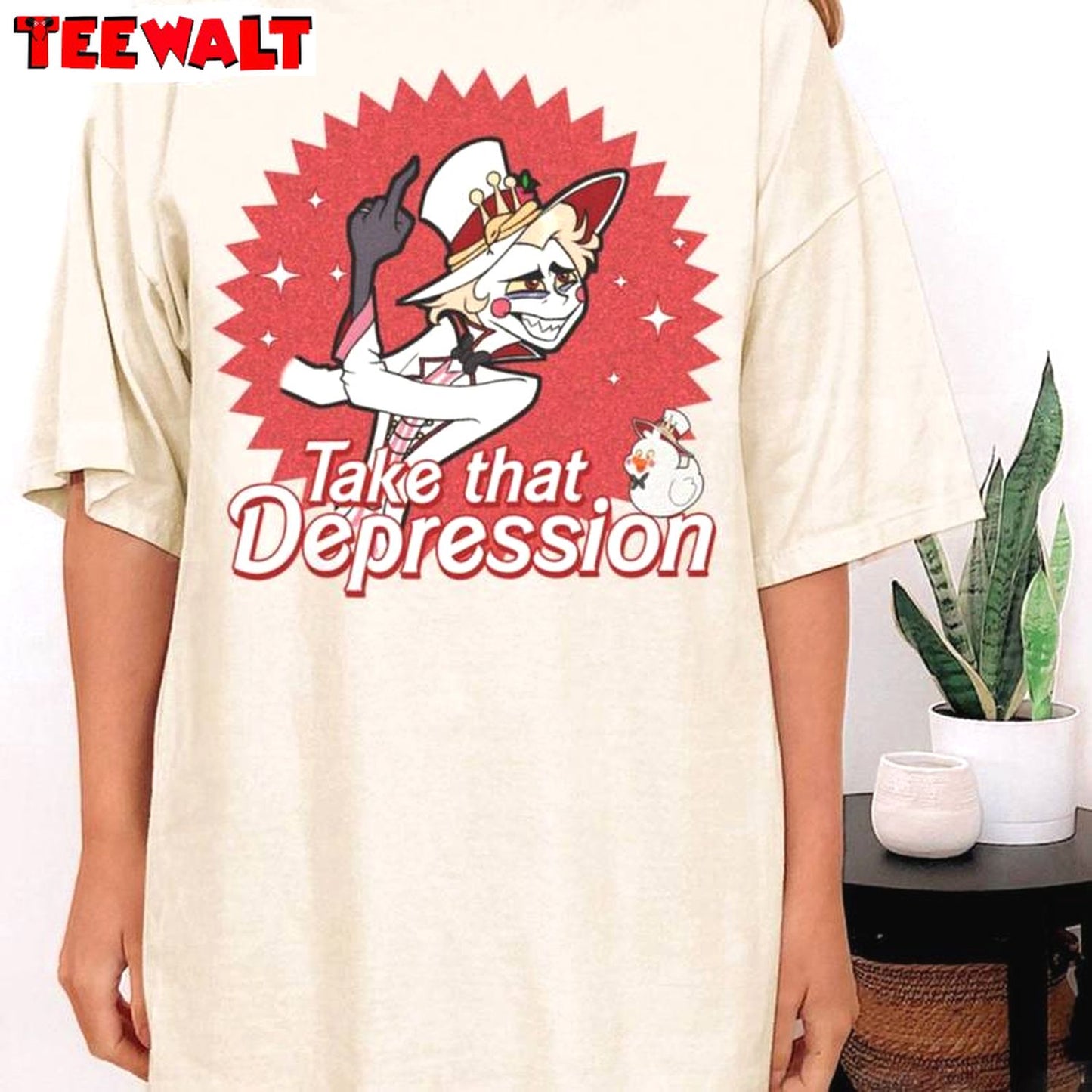 Creative Take That Depression T Shirt , Groovy Hazbin Hotel Shirt Long Sleeve