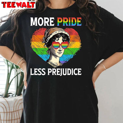 Pride Month Groovy Unisex Hoodie, More Pride Less Prejudice Shirt Long Sleeve