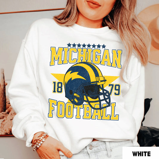 Michigan Football Vintage Crewneck Sweatshirt, University Football Shirt