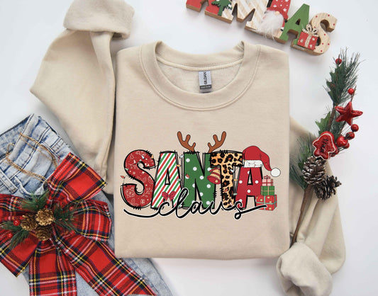 Retro Santa Sweatshirt Classic Xmas Sweater Women