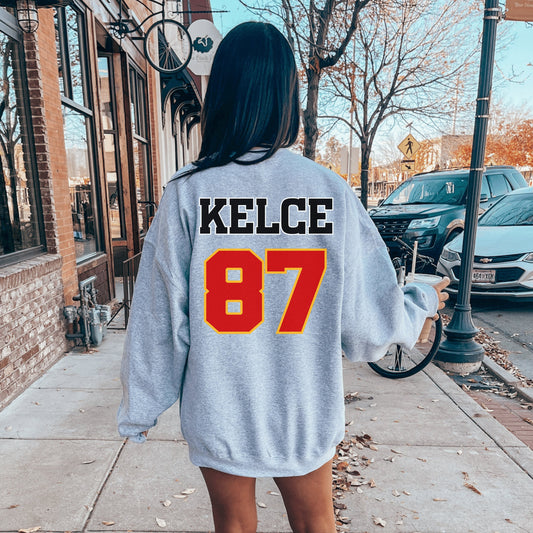 Travis Kelce Football Crewneck Sweatshirt Kansas City Football Fan Gift