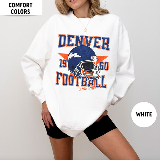 Denver Football Sweatshirt - Comfort Colors Vintage Broncos Crewneck