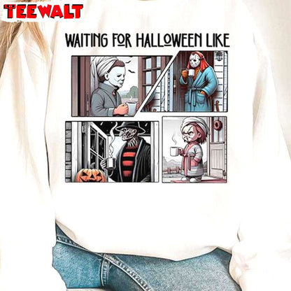 Funny Waiting For Halloween Like Shirt, Movie Unisex Hoodie Crewneck