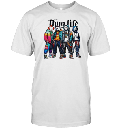 Halloween Movies Thug Life Of IT Michael Myers Jason Voorhees Ghostface 2024 T-Shirt