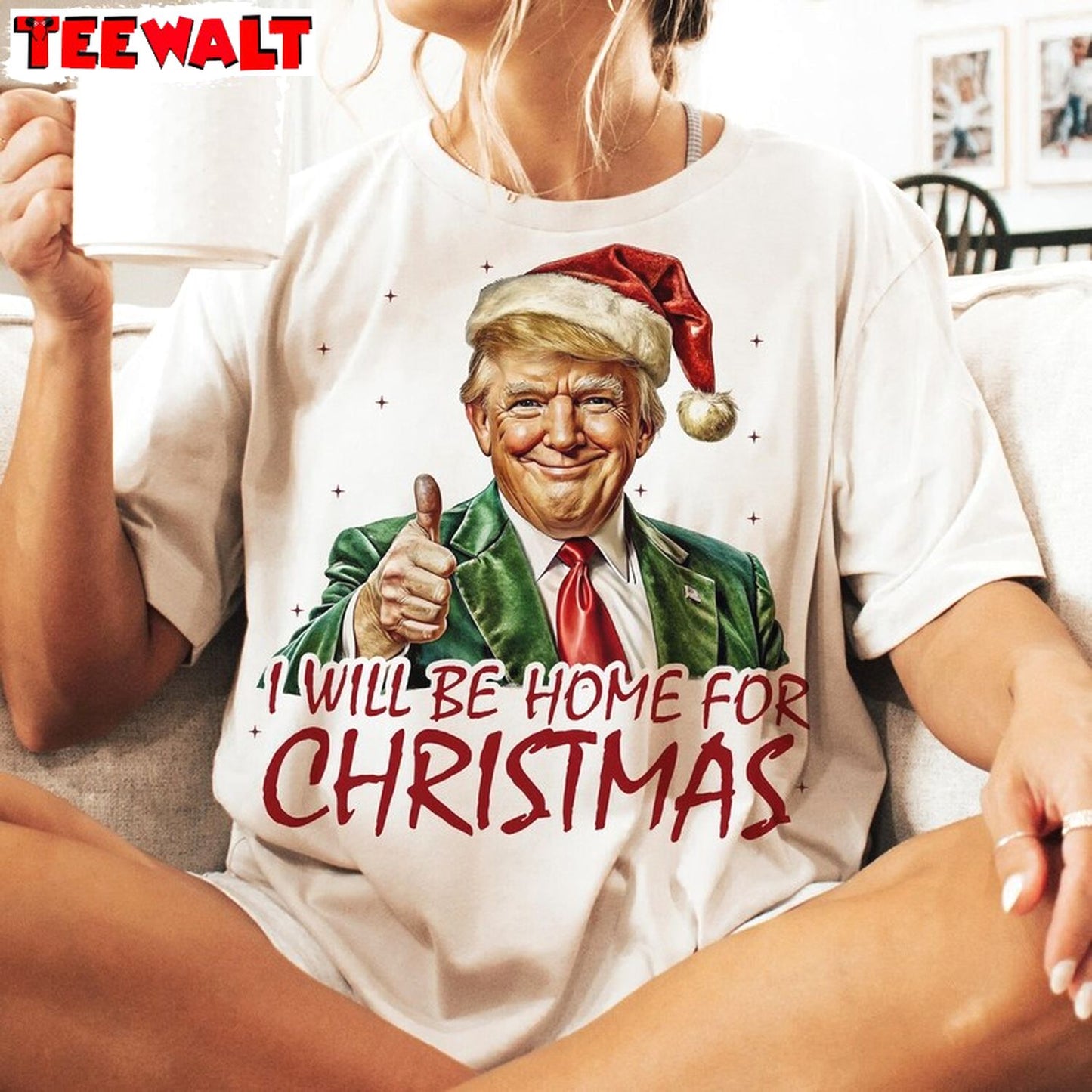 Trump I Ll Be Home For Christmas Sweatshirt, Trump Christmas Shirt