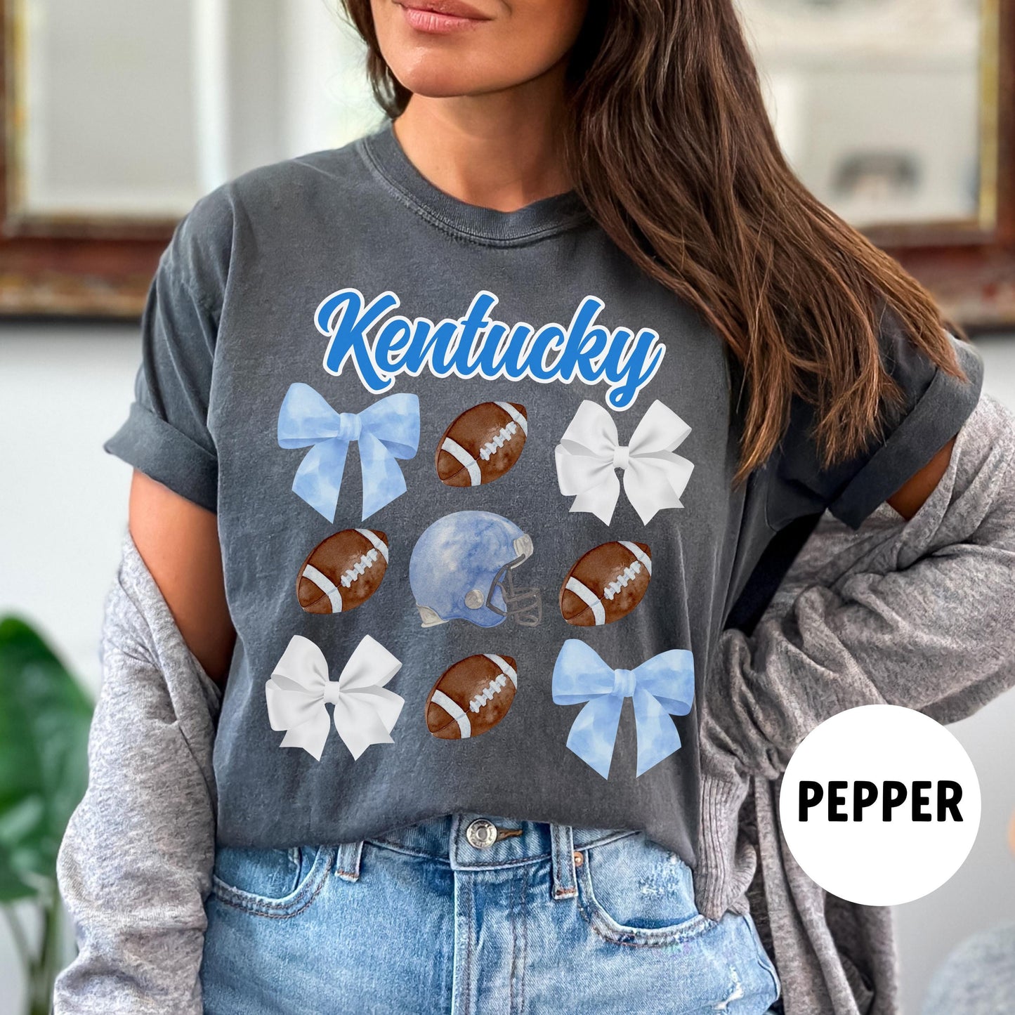 Kentucky Football Shirt - Comfort Colors College Game Day Bow Coquette