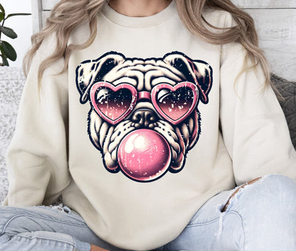 Retro Bulldog Funny Dog Bubblegum Vintage Trendy T-Shirt