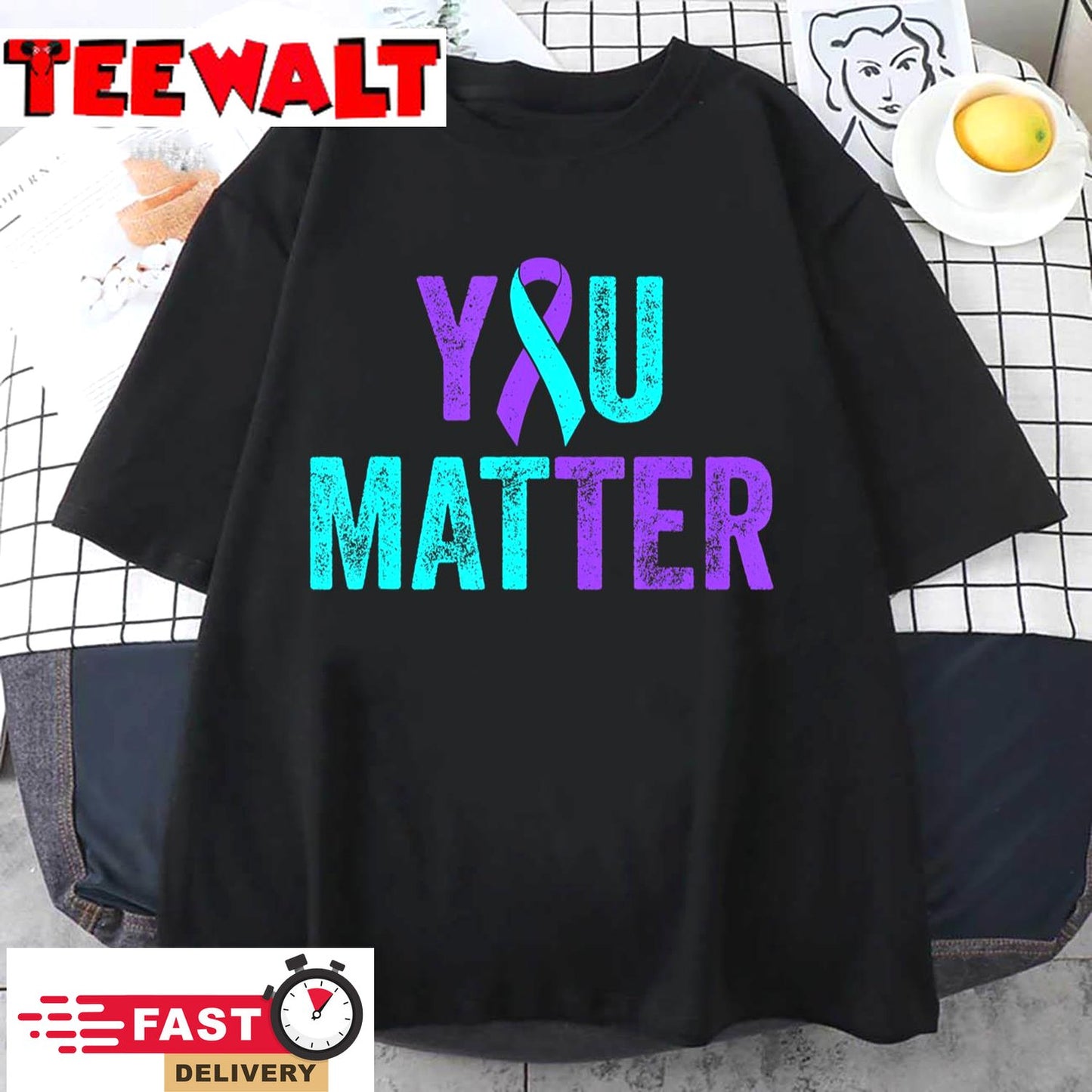 You Matter Suicide Prevention Teal Purple Awareness Ribbon T-Shirt