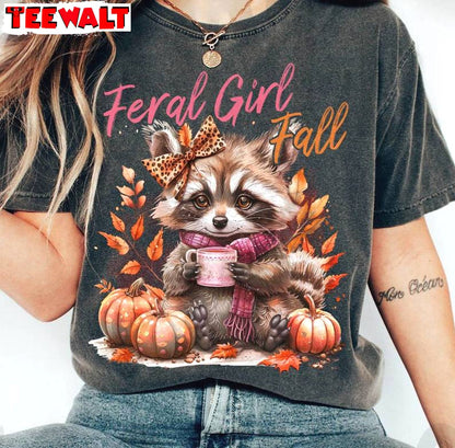 Must Have Feral Girl Autumn Shirt, Cool Design Halloween Short Sleeve Crewneck