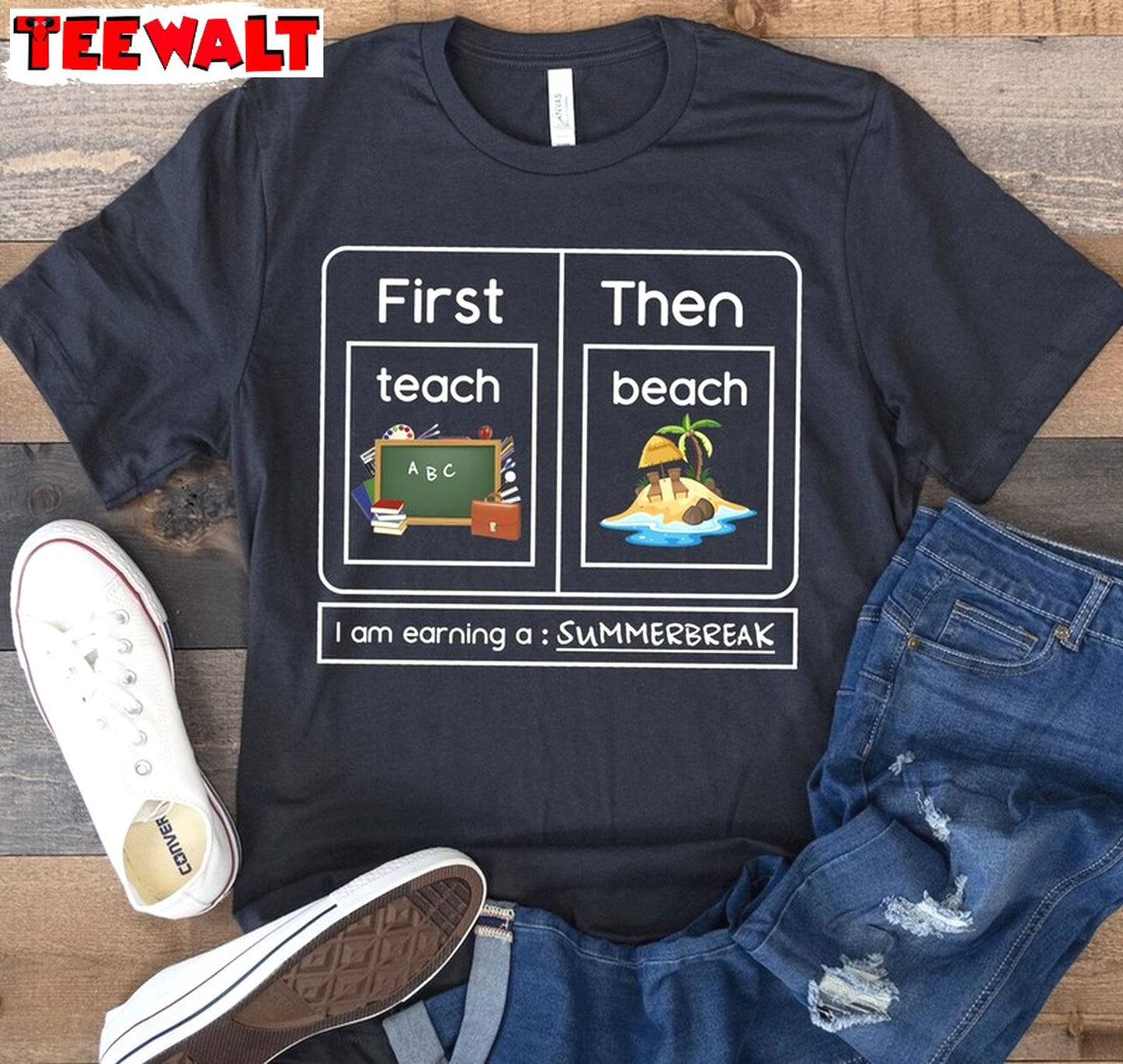 Cute Teacher Appreciation T Shirt , Must Have First Teach Then Beach Shirt Long Sleeve