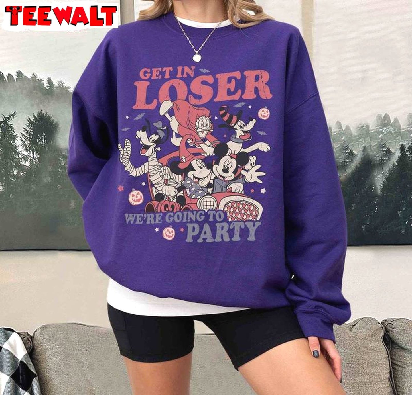 Mickey And Friends Unisex Hoodie, Get In Loser We're Going To Party Tee Tops Sweater