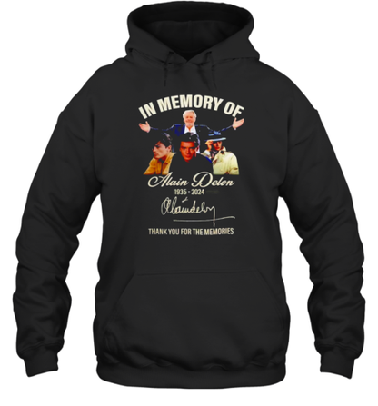 Alain Delon In Memory Of 1935 2024 Thank You For The Memories Signature T-Shirt