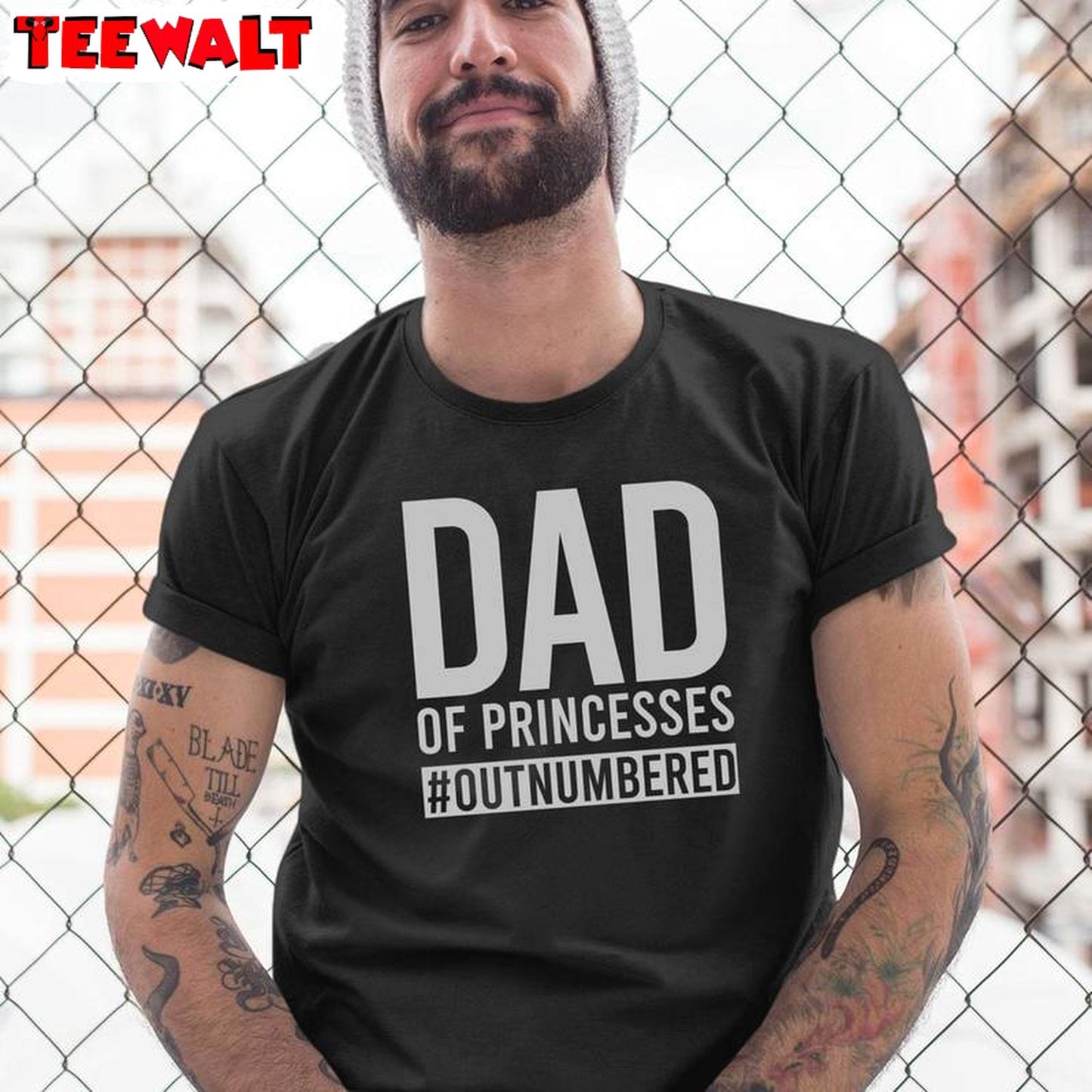 Girl Dad New Rare Shirt, Trendy Dad Of Princesses Outnumbered Sweater Hoodie