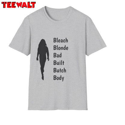 Comfort Bleach Blonde Bad Built Butch Body Shirt, Cool Crockett Crewneck