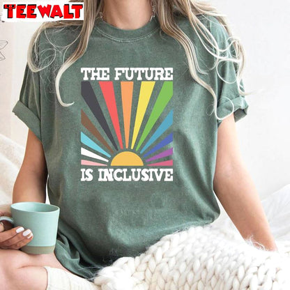 Creative The Future Is Inclusive Shirt, Groovy Rainbow Pride